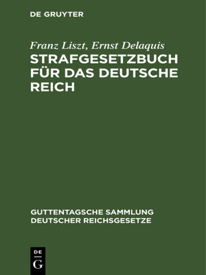 cover image of Strafgesetzbuch für das Deutsche Reich